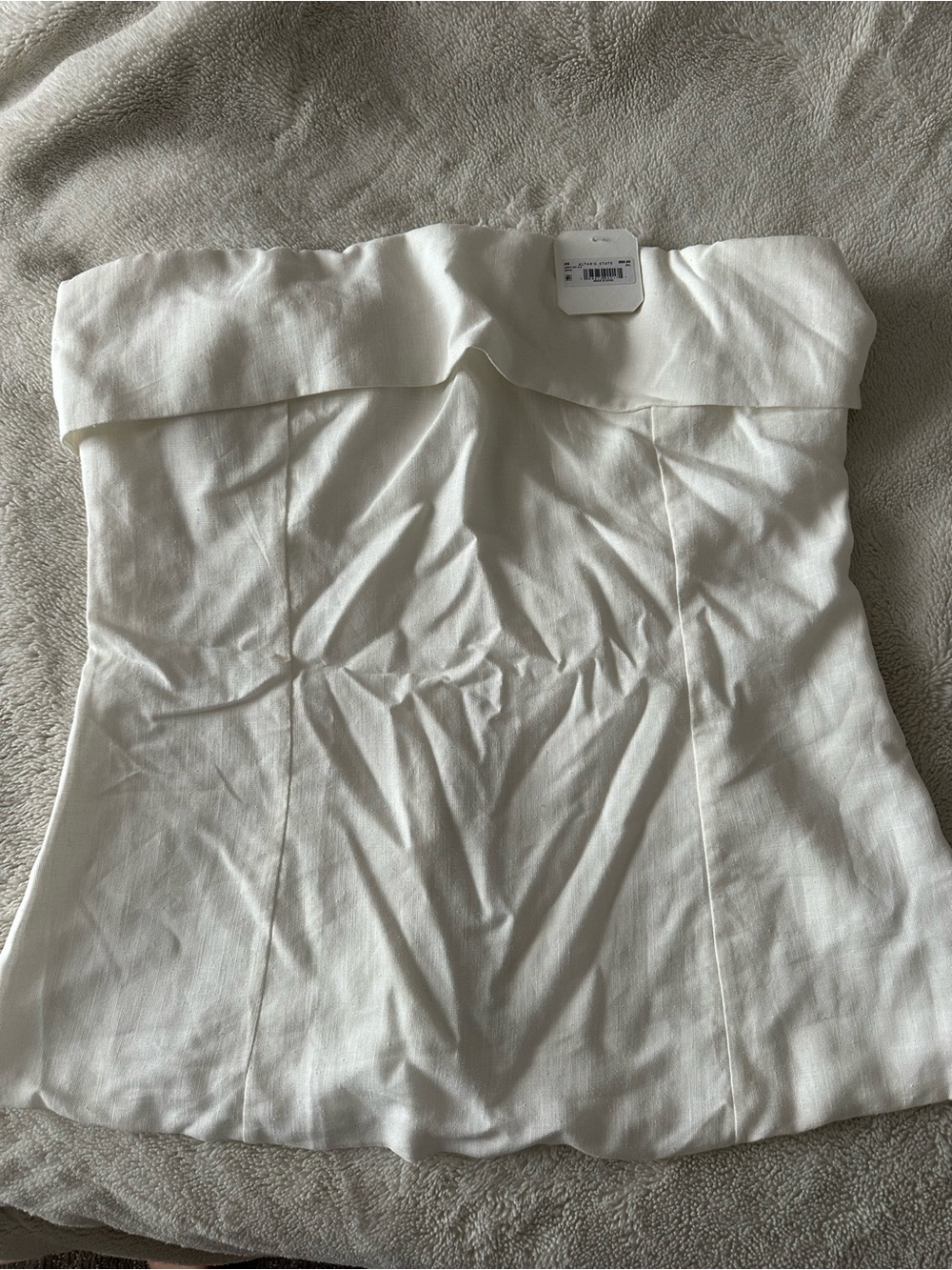 Altar'd State Strapless Cream Linen-Blend Bustier Top